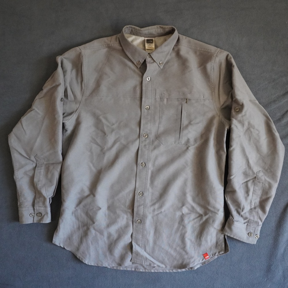 The North Face Mens Gray Modal Blend Roll Tab Sleeve Hiking Shirt Medium